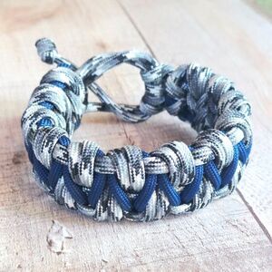 Handmade Paracord Bracelet Adjustable Unisex Urban Camo Gray Navy Blue Black